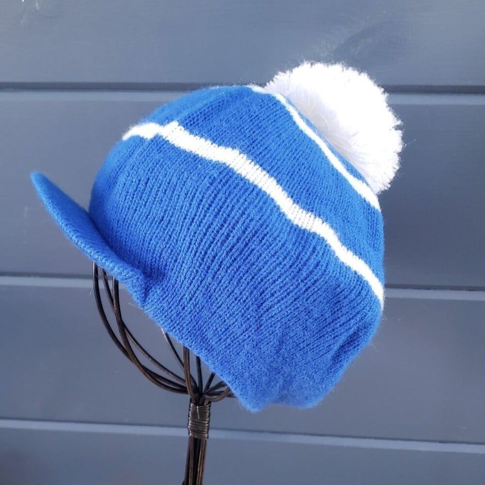 80s Blue and White Striped Hat